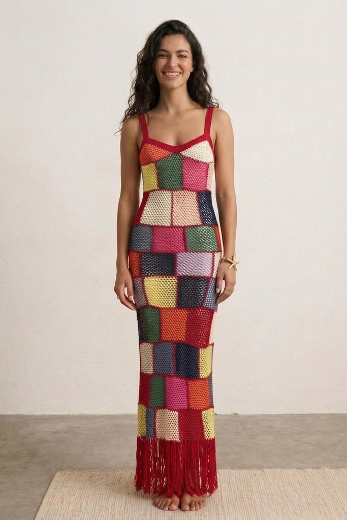 Multicolour Knit Maxi Dress