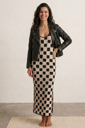 Black & Cream Check Maxi Dress